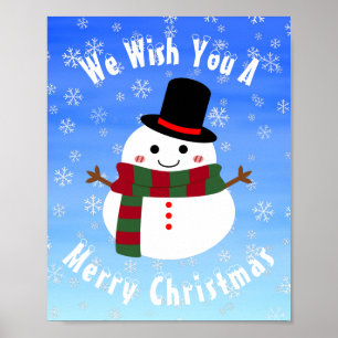 White Christmas Snowman Poster