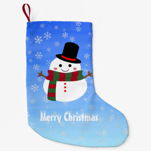 White Christmas Snowman Small Christmas Stocking