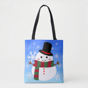 White Christmas Snowman Tote Bag