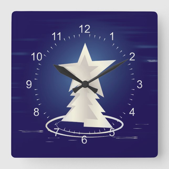 White Christmas Square Wall Clock (Front)