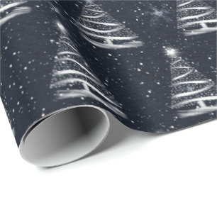 white Christmas star tree Wrapping Paper