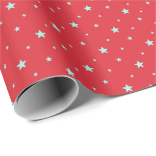 White Christmas stars on red Wrapping Paper