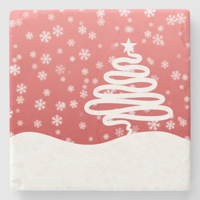 White Christmas Stone Coaster (Front)