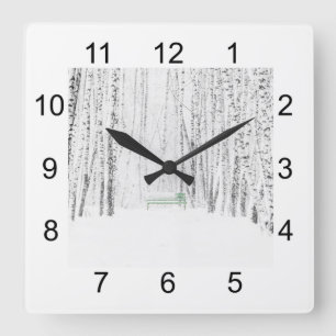White Christmas Tale Square Wall Clock