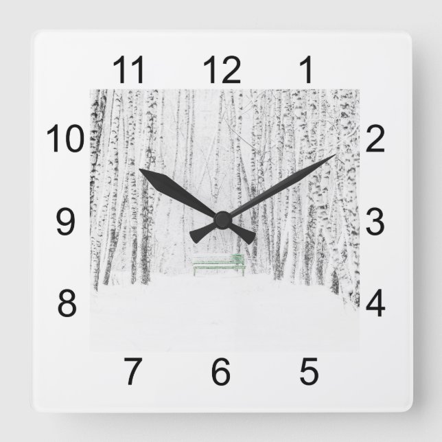 White Christmas Tale Square Wall Clock (Front)