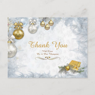 White Christmas Thank You Postcard