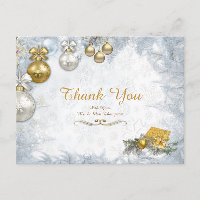 White Christmas Thank You Postcard (Front)