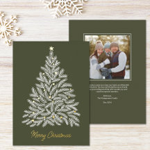 White Christmas Tree Holiday Photo Card