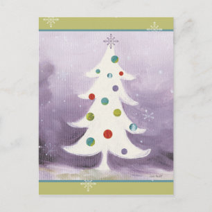 White Christmas Tree Holiday Postcard