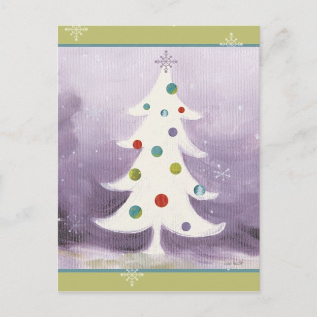 White Christmas Tree Holiday Postcard (Front)