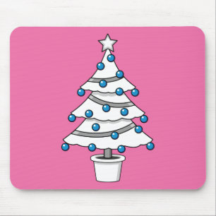 White Christmas Tree Mouse Mat