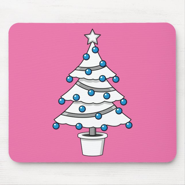 White Christmas Tree Mouse Mat (Front)