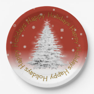 White Christmas Tree Paper Plate