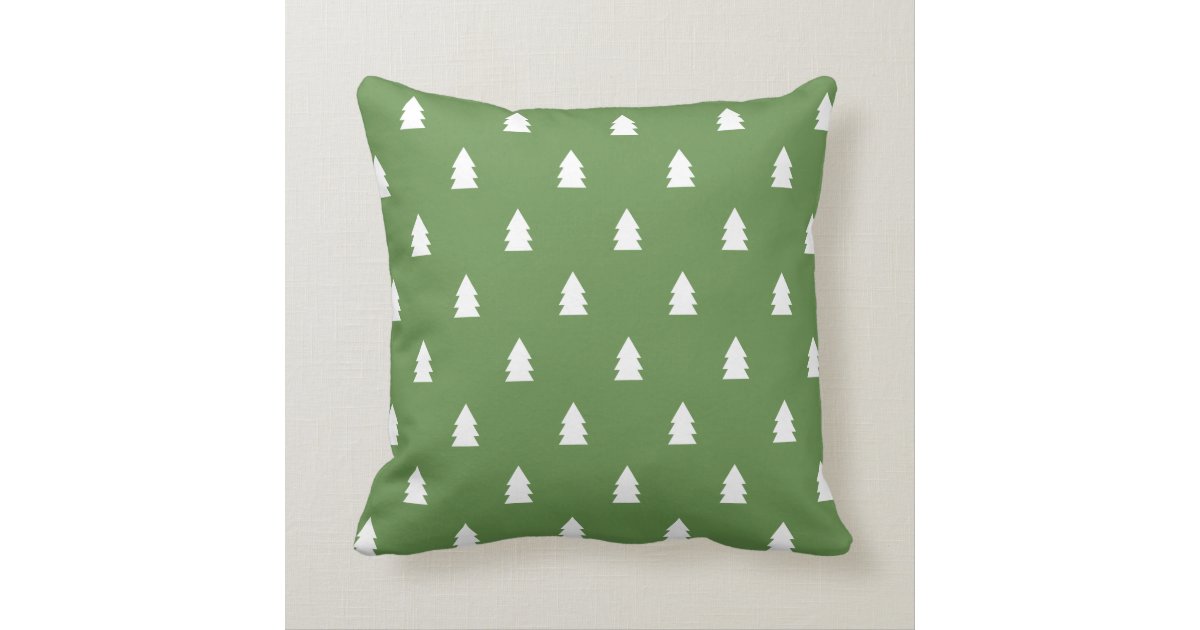 White Christmas Tree Pattern Custom Green Holiday Cushion Zazzle.co.uk