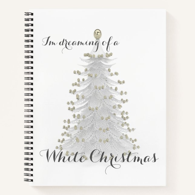 White Christmas Tree Personal Journal Diary (Front)