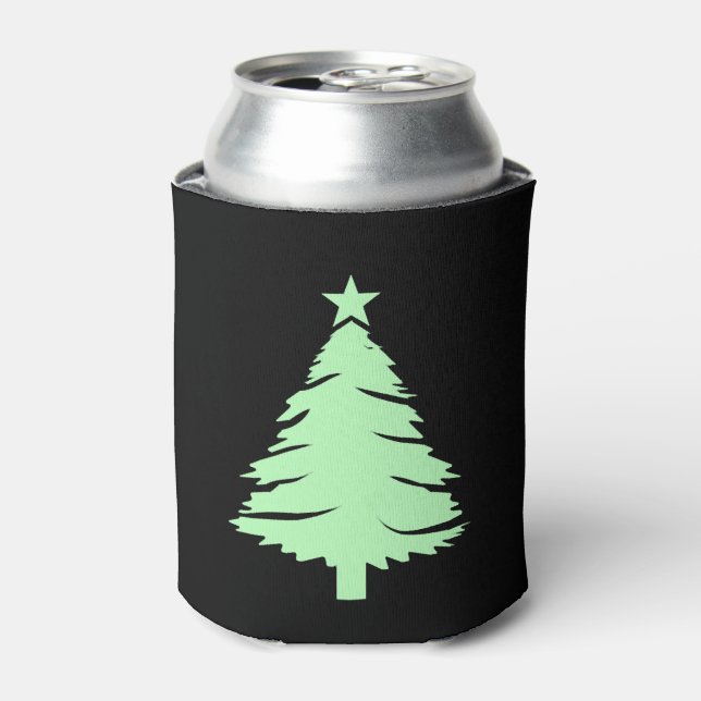 White Christmas Tree T-Shirt - Merry Christmas Can Cooler (Can Front)