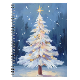 White Christmas Tree Winter Snow Notebook