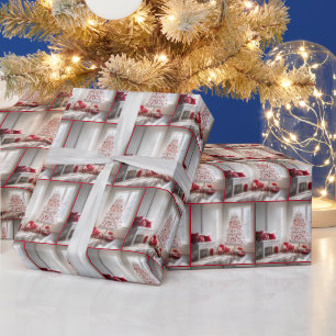 White Christmas Tree with Gifts Wrapping Paper