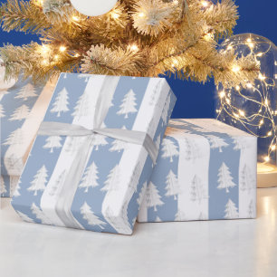 White Christmas Tree Wrapping  Blue & White Stripe Paper
