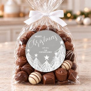 White Christmas Trees Classic Round Sticker