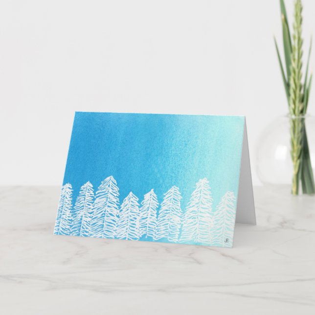 White Christmas Trees Holiday Card (Front)