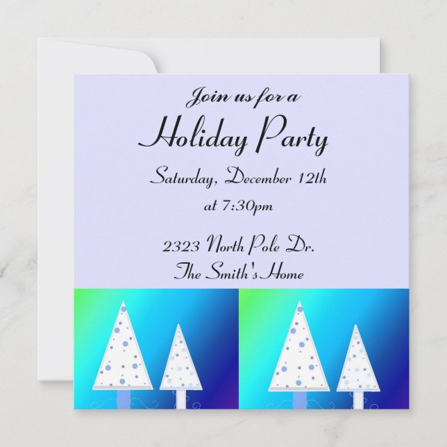 White Christmas Trees Holiday Party Invitation (Front)