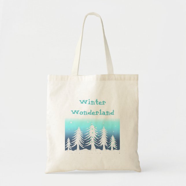 White Christmas Trees in a Winter Wonderland Tote Bag (Front)