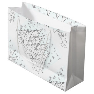 White Christmas Trees  Large Gift Bag