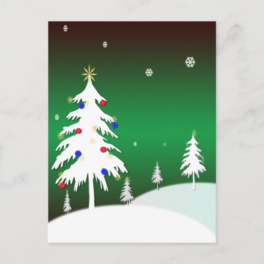 Download White Christmas Trees With Green Background Holiday Postcard Zazzle Co Uk PSD Mockup Templates