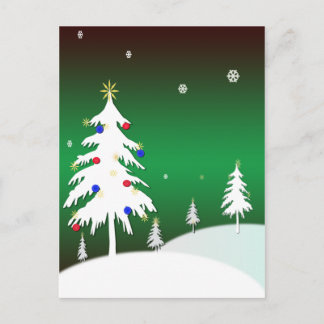 White Christmas Trees with Green Background Holiday Postcard