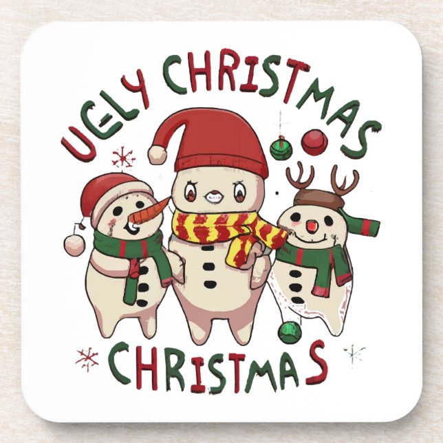 white Christmas ;UGLY CHRISTMAS Coaster (Front)