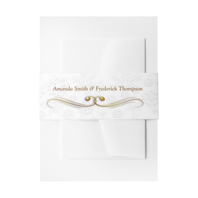 White Christmas Wedding Belly Band Invitation Belly Band (Front Example)