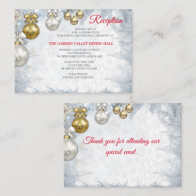 White Christmas Wedding Enclosure Card (Front/Back)
