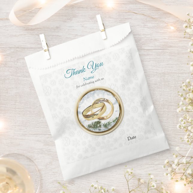 White Christmas Wedding Favour Bags (Clipped)