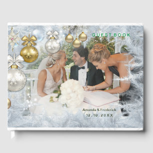 White Christmas Wedding Guest Book