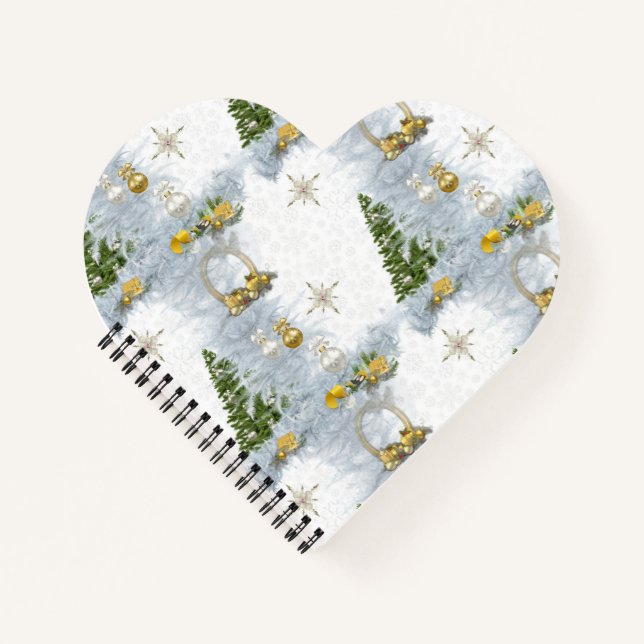 White Christmas Wedding Repeat Design Notebook (Front)