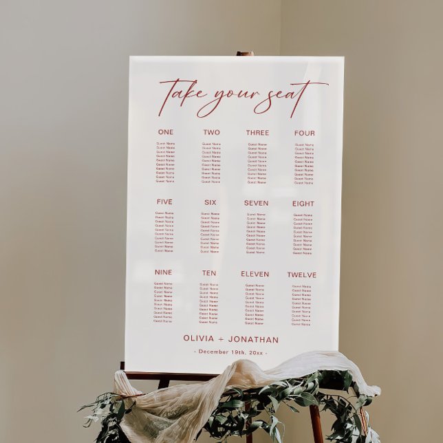 White Christmas Wedding Seating Chart Acrylic Sign (Creator Uploaded)