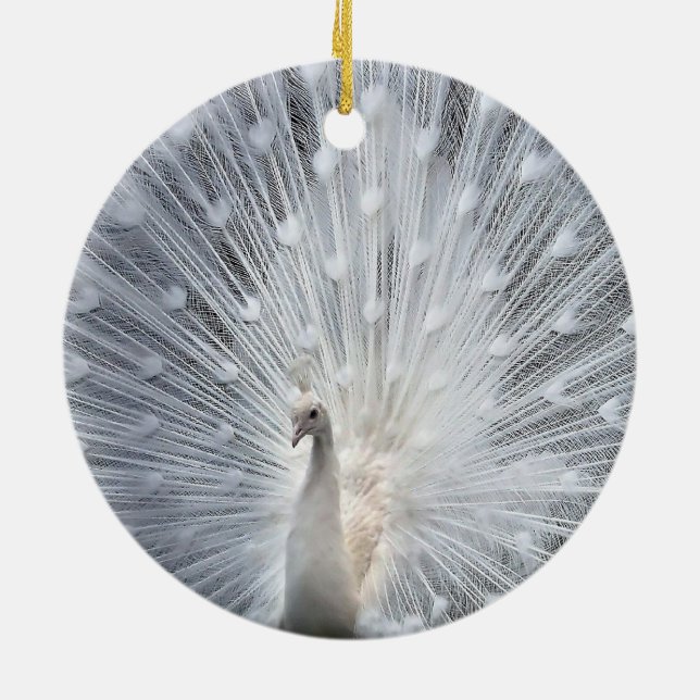 White Christmas White Peacock Ornaments (Back)