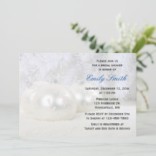 White Christmas Winter Bridal Shower Invitation