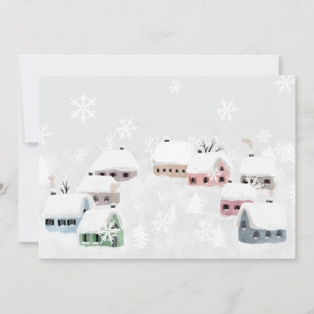 White Christmas Winter Snowy Day Illustration  Holiday Card (Front)
