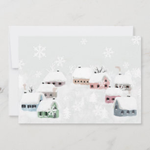 White Christmas Winter Snowy Day Illustration Holiday Card