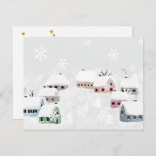 White Christmas Winter Snowy Day Illustration Mini Holiday Card