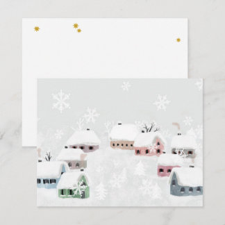 White Christmas Winter Snowy Day Illustration Mini Holiday Card
