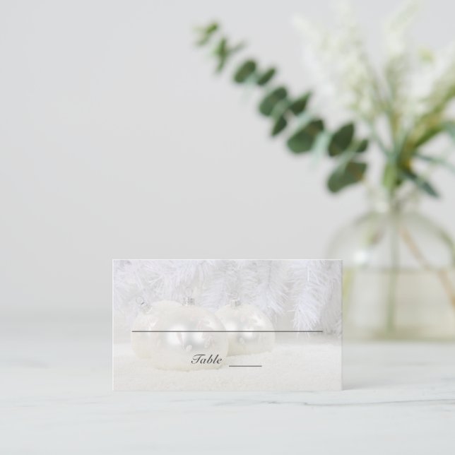 White Christmas Winter Wedding | Custom Flat Place Card (Standing Front)
