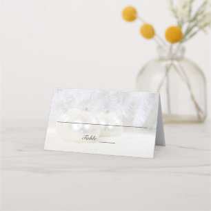 White Christmas Winter Wedding   Custom Folded Place Card
