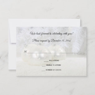 White Christmas Winter Wedding RSVP Card
