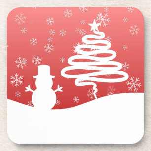 White Christmas Winter Wonderland Snowman Tree Coaster