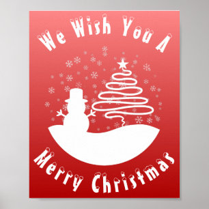 White Christmas Winter Wonderland Snowman Tree Poster