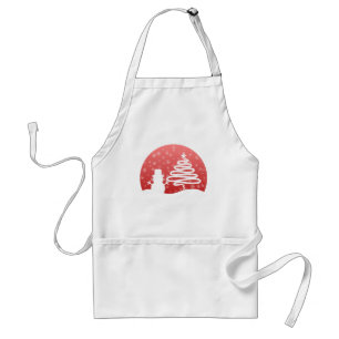 White Christmas Winter Wonderland Snowman Tree Standard Apron