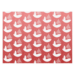 White Christmas Winter Wonderland Snowman Tree Tablecloth